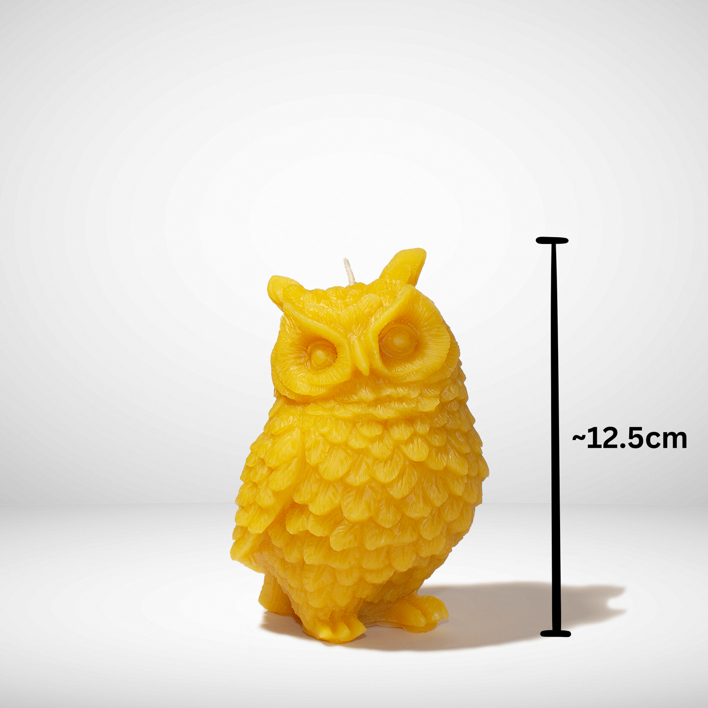 Beeswax owl candle with dimensions
