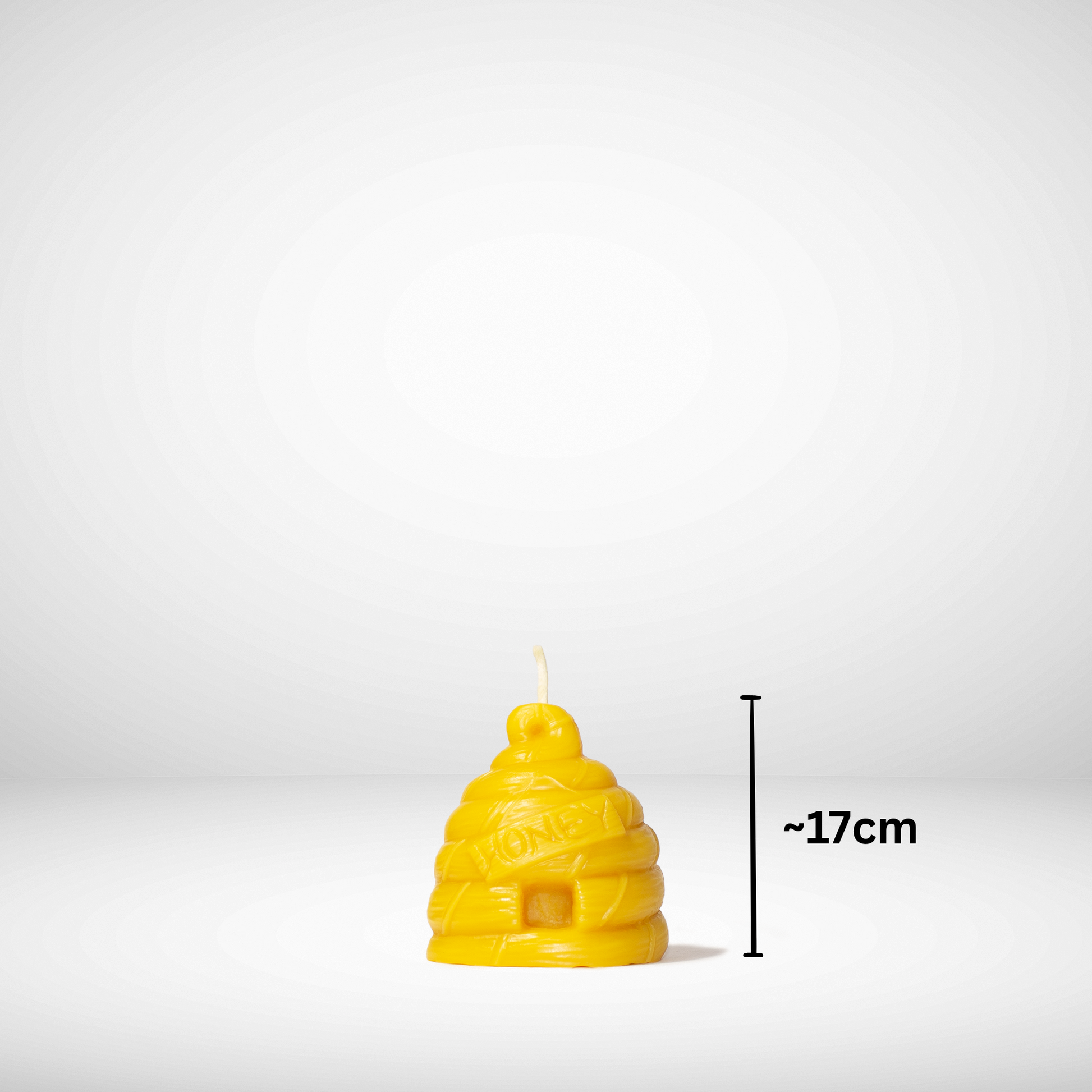 Bee hive beeswax candle with dimensions