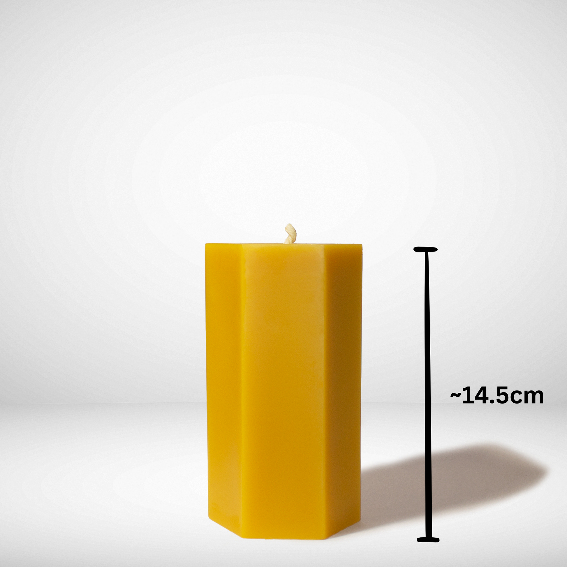 Beeswax Hexagon candle large with dimensions