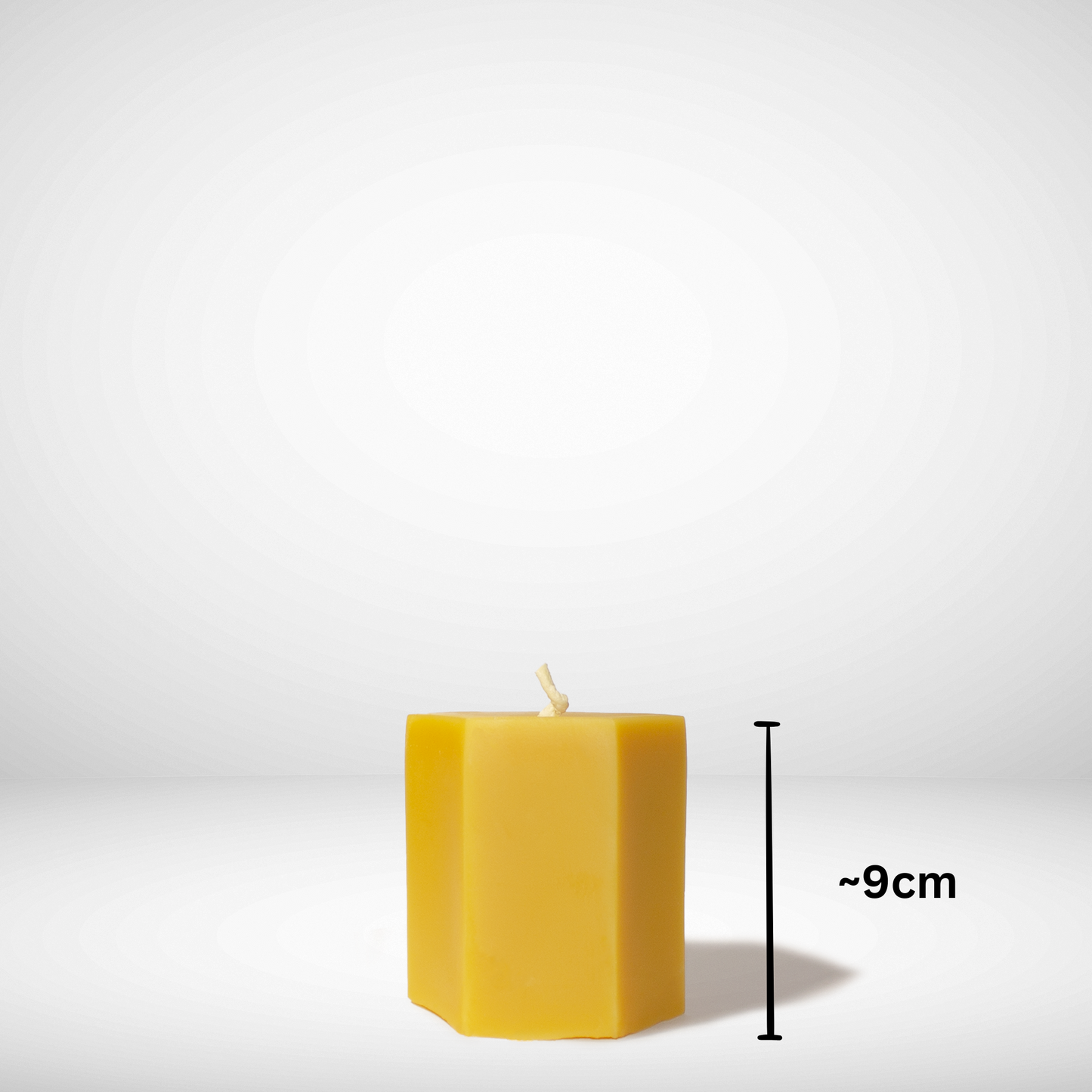 Hexagon Beeswax Pillar Candle Small with Dimensions