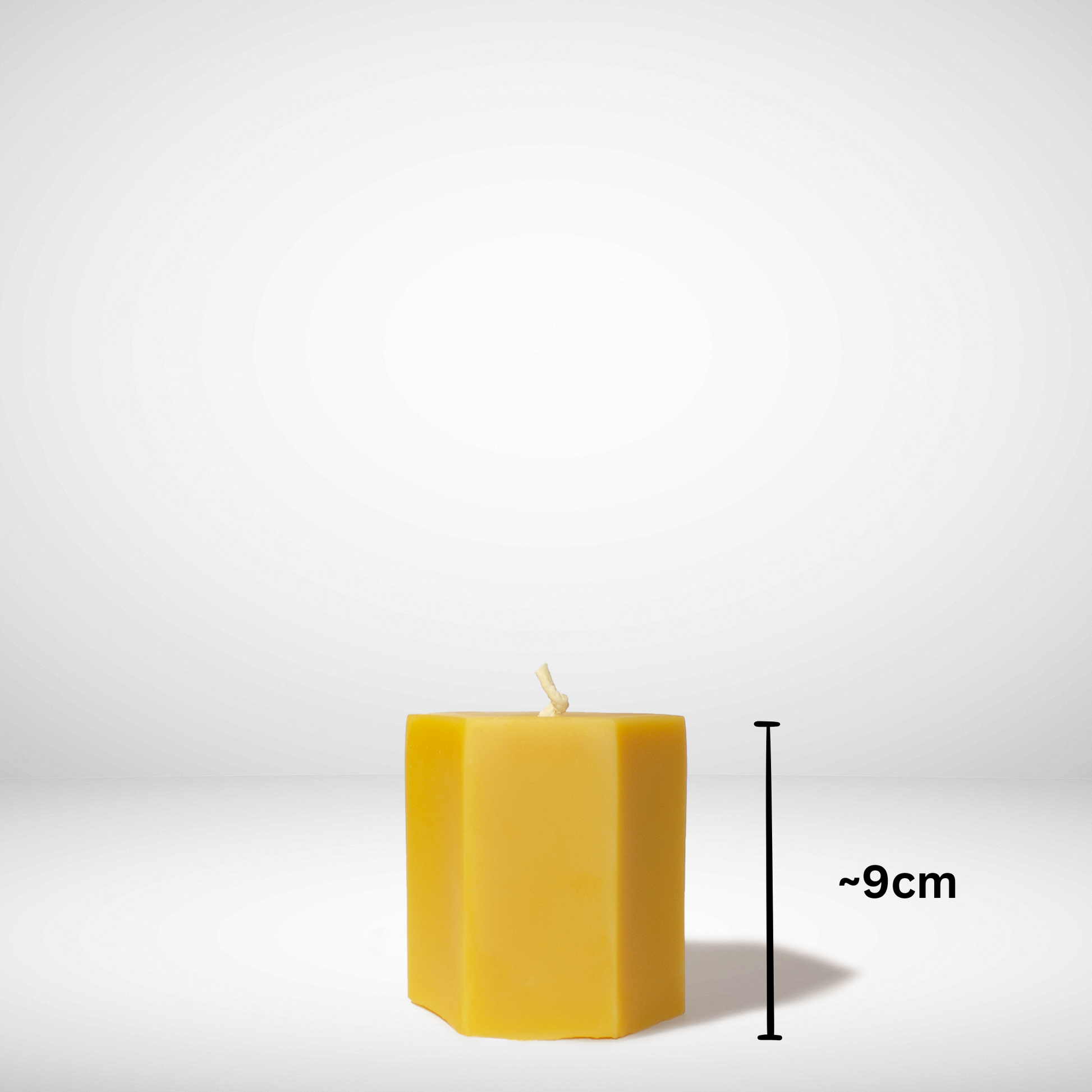 Hexagon Beeswax Pillar Candle Small with Dimensions