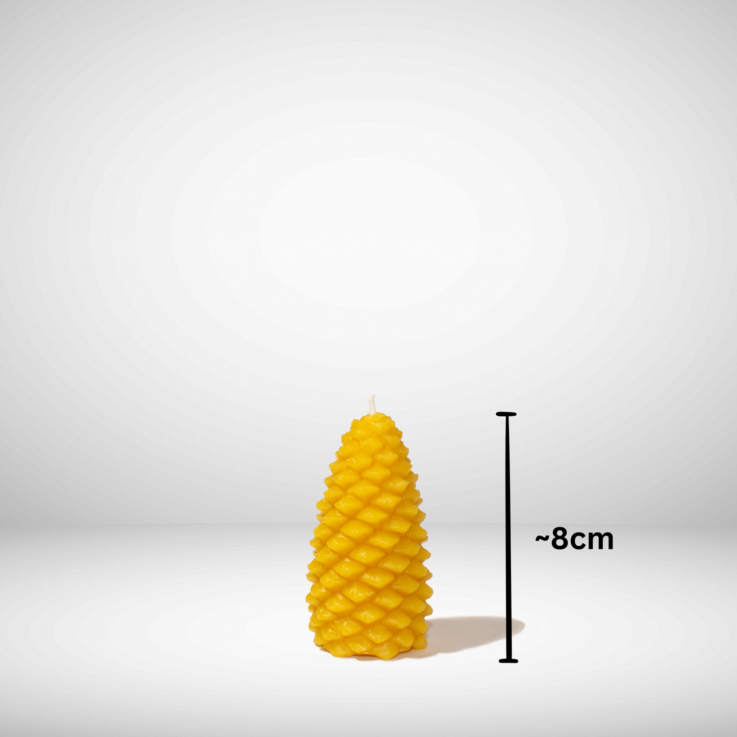 Beeswax Pinecone candle with dimensions