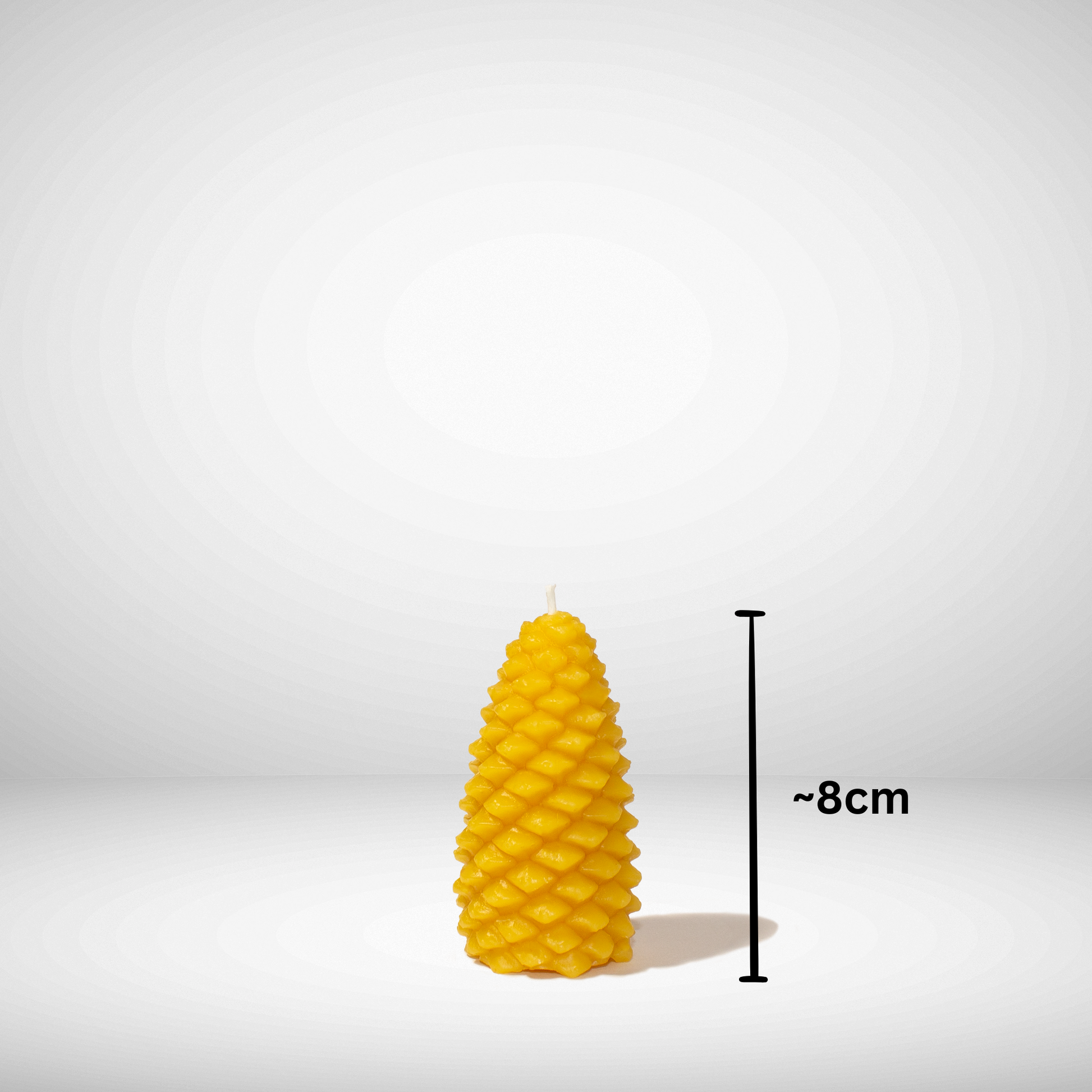 Beeswax Pinecone candle with dimensions