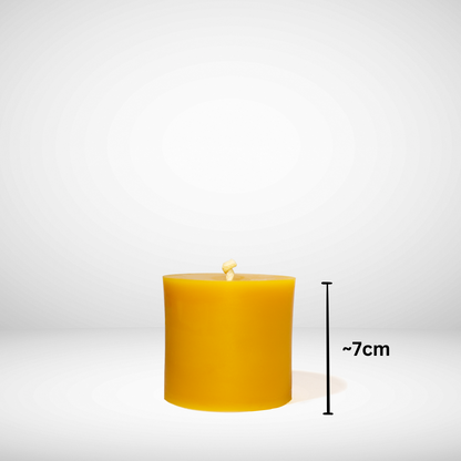 Beeswax candle pillar with dimensions