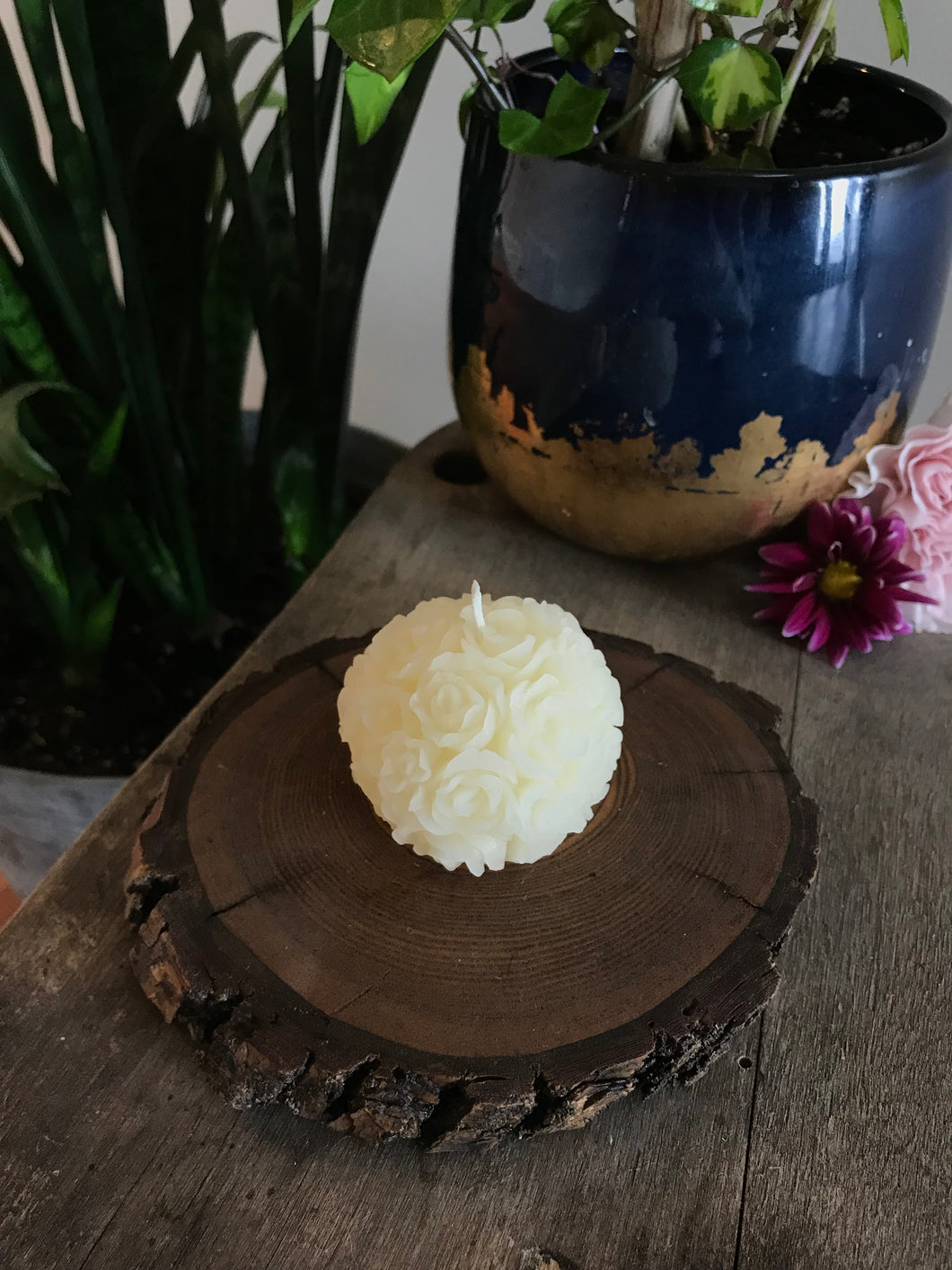 Beeswax Rose Ball Candle