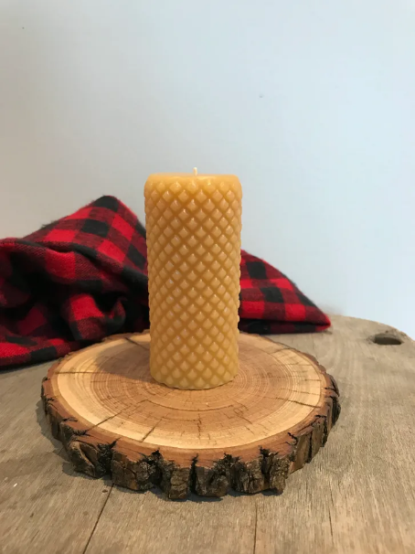 Diamond Pillar Beeswax Candle