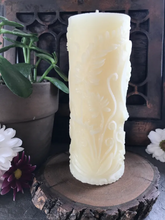 Load image into Gallery viewer, Rustic Fern Pillar Beeswax Candle
