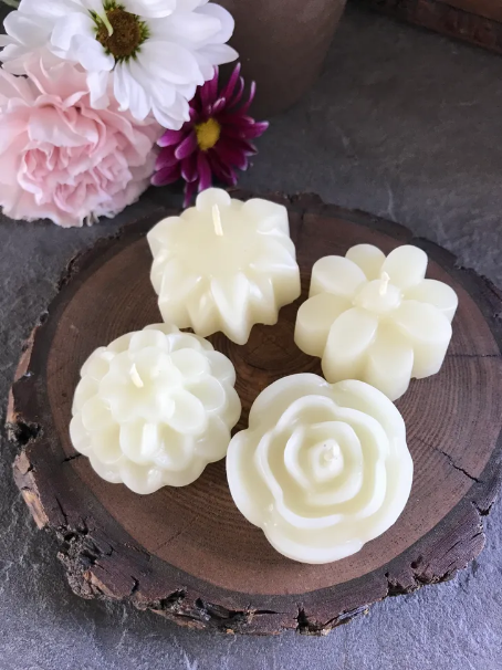 Beeswax Flower Candles, Set of 4