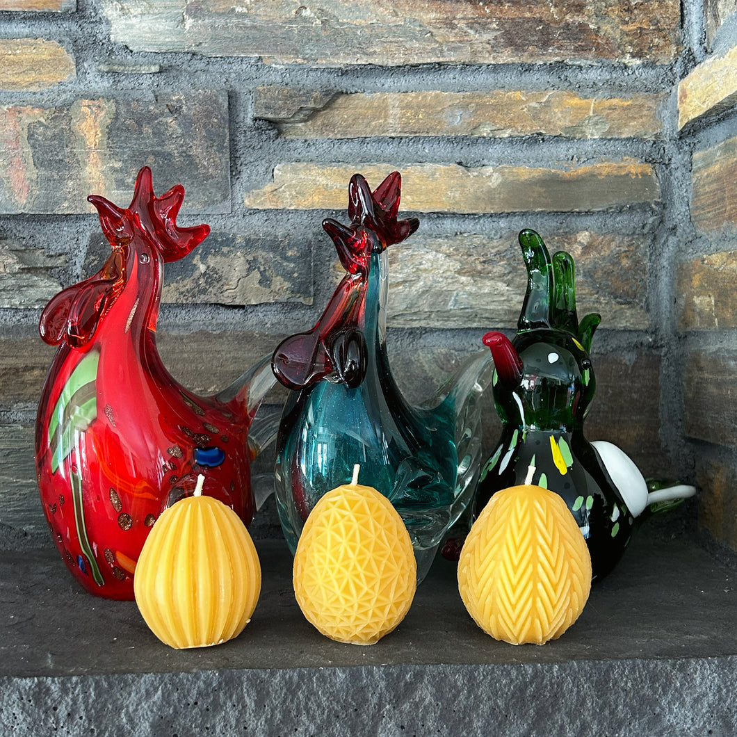 Beeswax Easter Egg Candles, Set of 3