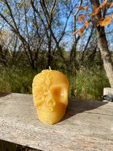 Load image into Gallery viewer, Beeswax Flower Skull Candle

